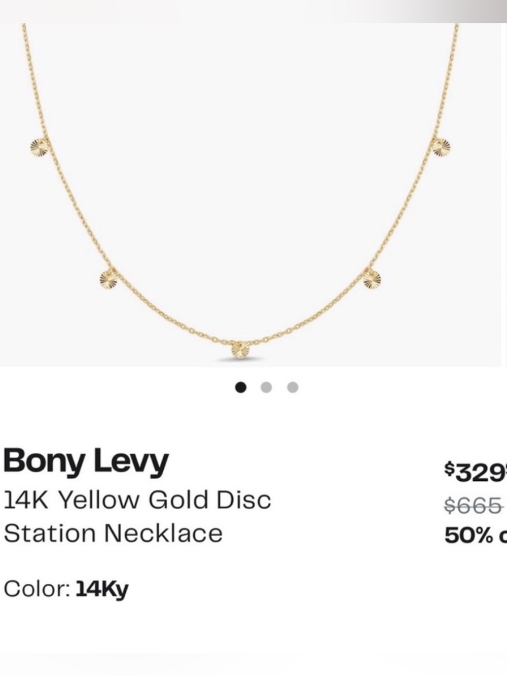 Bony Levy 14K Yellow Gold Mini Disc Station Necklace - Picture 3 of 3